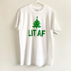 Rue21 Lit AF Christmas tree T-shirt, size large in mens.